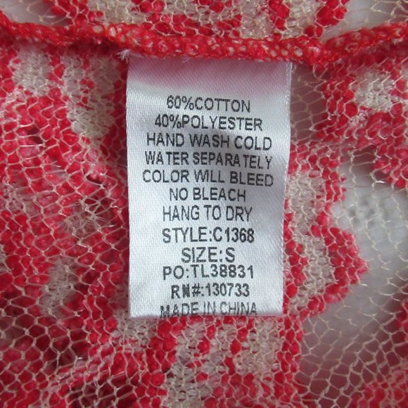 UMGEE Top Womens Small Red Floral Sheer Lace Long Flutter Sleeve Mock Neck NWT - Picture 11 of 12